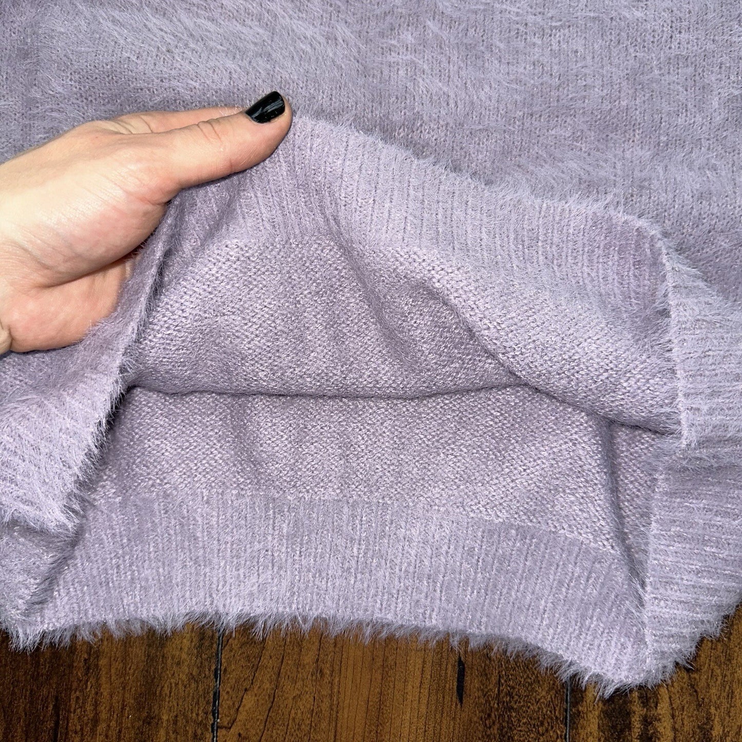 Nasty Gal Womens Fuzzy Sweater Purple Crew Neck Long Sleeve Mohair Vtg Style