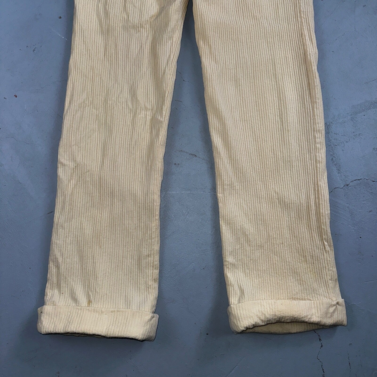 1930s 1940s Pants Mens 27 Yellow Corduroy Chino Straight Pockets Palm Beach Suit
