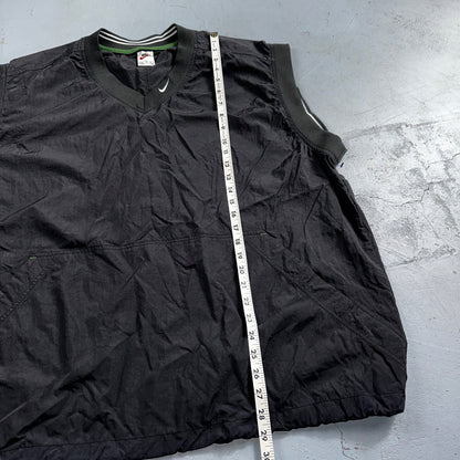 Nike VTG Windbreaker Vest Mens XL Black V-Neck Pockets Nylon Golf 90s 1990s