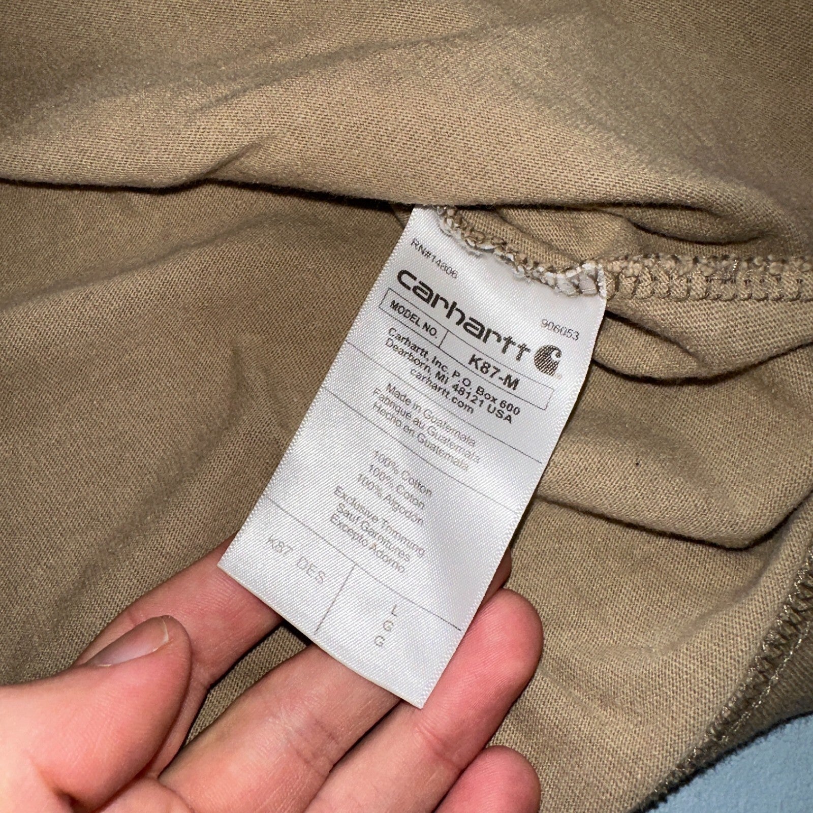 Carhartt K87 DES Men's Cotton Brown Desert T-Shirt Short Sleeve Pocket Sz L