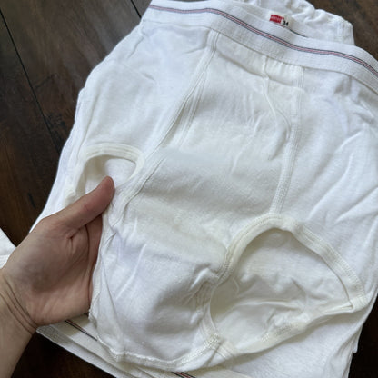 Hanes Briefs Men Size 34 White Cotton Black Stripes 9 Pair Vintage USA Lot 1960s