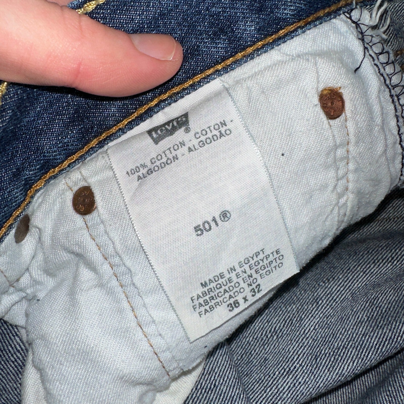 Levis 501 Vintage Y2K Egypt Straight Leg Jeans 36x32 Med Wash Act 36x30