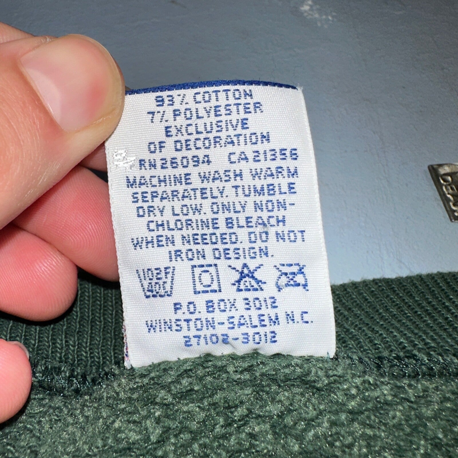 Champion 90s USA Sweatshirt VTG Crewneck Green Thrashed Paint Stained Large