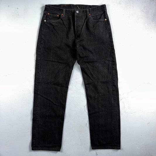 Levis 501 Vintage 90s USA XX Straight Leg Jeans Black Dark Wash 40x34 Act 36x33