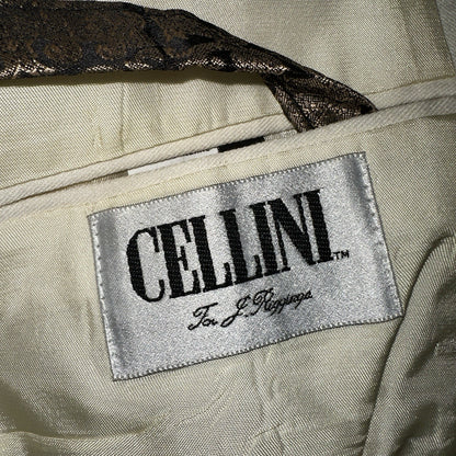 Cellini White 2 Piece Suit Mens 42R 33x26 Solid Double Breasted USA 1980s 80s