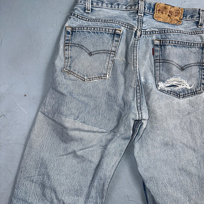 Levis 501 Vintage 80s USA XX Straight Leg Jeans Blue Light Wash Thrash Act 27x28