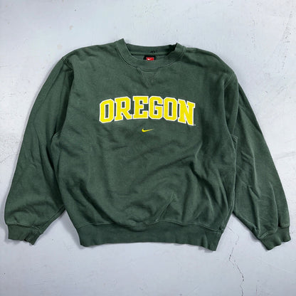 Nike Oregon Ducks Football Sweatshirt M VTG Center Swoosh Crewneck Green Y2K