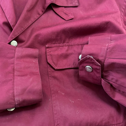 1960s 60s Jacket Shirt Bogner Germany Long Sleeve Button Snap Rockabilly Maroon