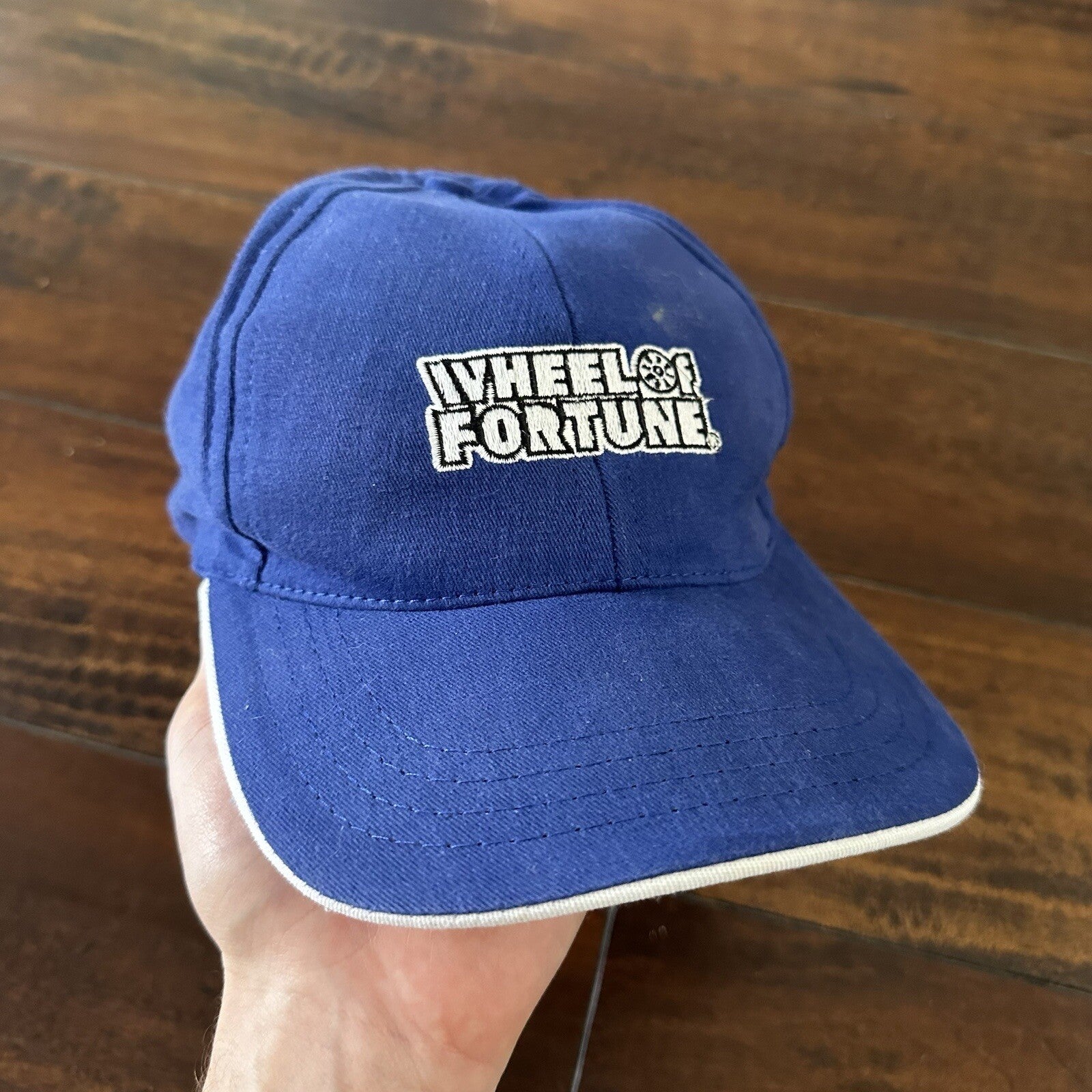 Vintage Wheel of Fortune blue adjustable game show hat cap snapback USA 90s Y2K