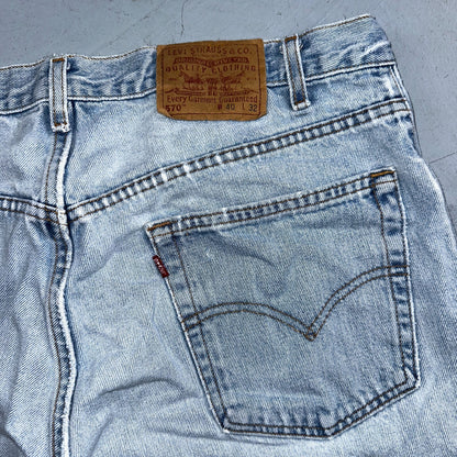 Levis 570 Jeans Mens 40x32 Blue Baggy Wide Loose Denim Pants Tapered 39x30