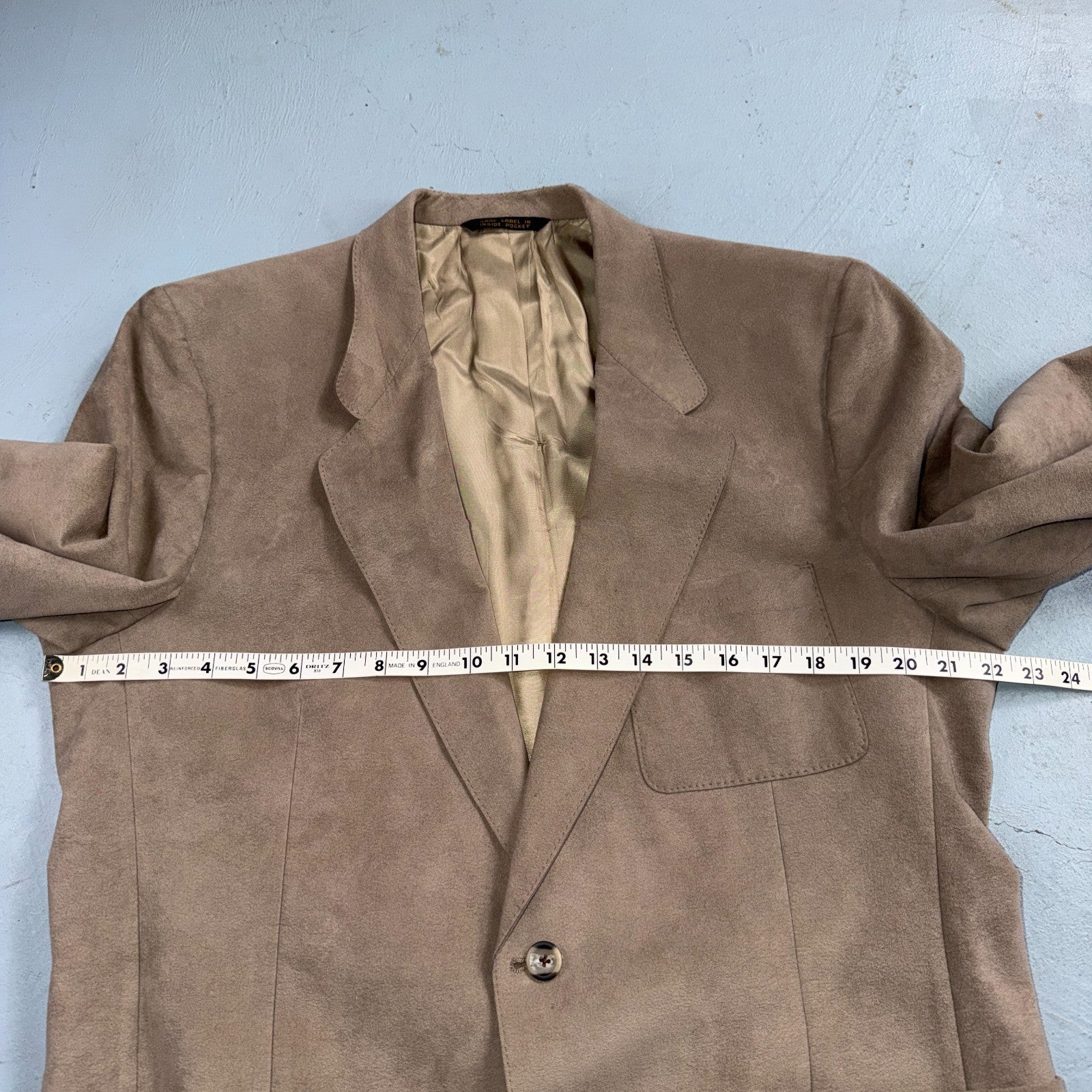 VTG Ultra Suede Blazer Men 42 Sports Coat 2 Button Western Beige Brown