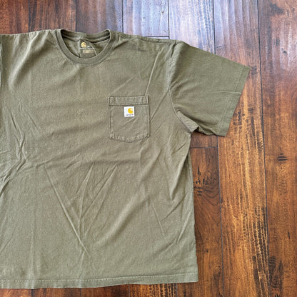 Carhartt Pocket VTG Style T Shirt Workwear Classic Basic Travis Scott Olive
