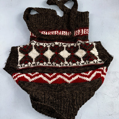 Abercrombie & Fitch VTG Womens Open Front Boho Sweater Cardigan Aztez Small Y2K