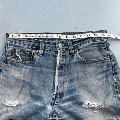 Levis 501 Vintage 80s Redline Selvedge USA Light Jeans Thrashed 32x36 Act 29x32