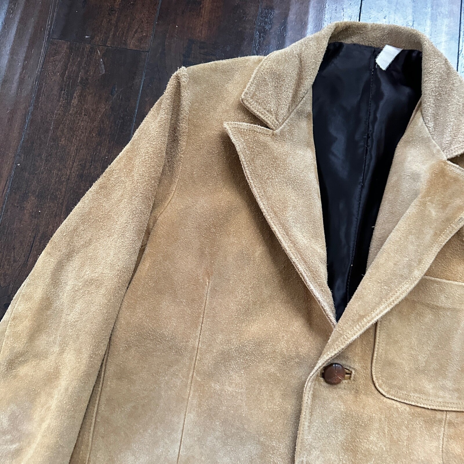 VTG 1960s Brown Leather Suede Hippie Western Coat Jacket 44 Rockabilly 60s 70s