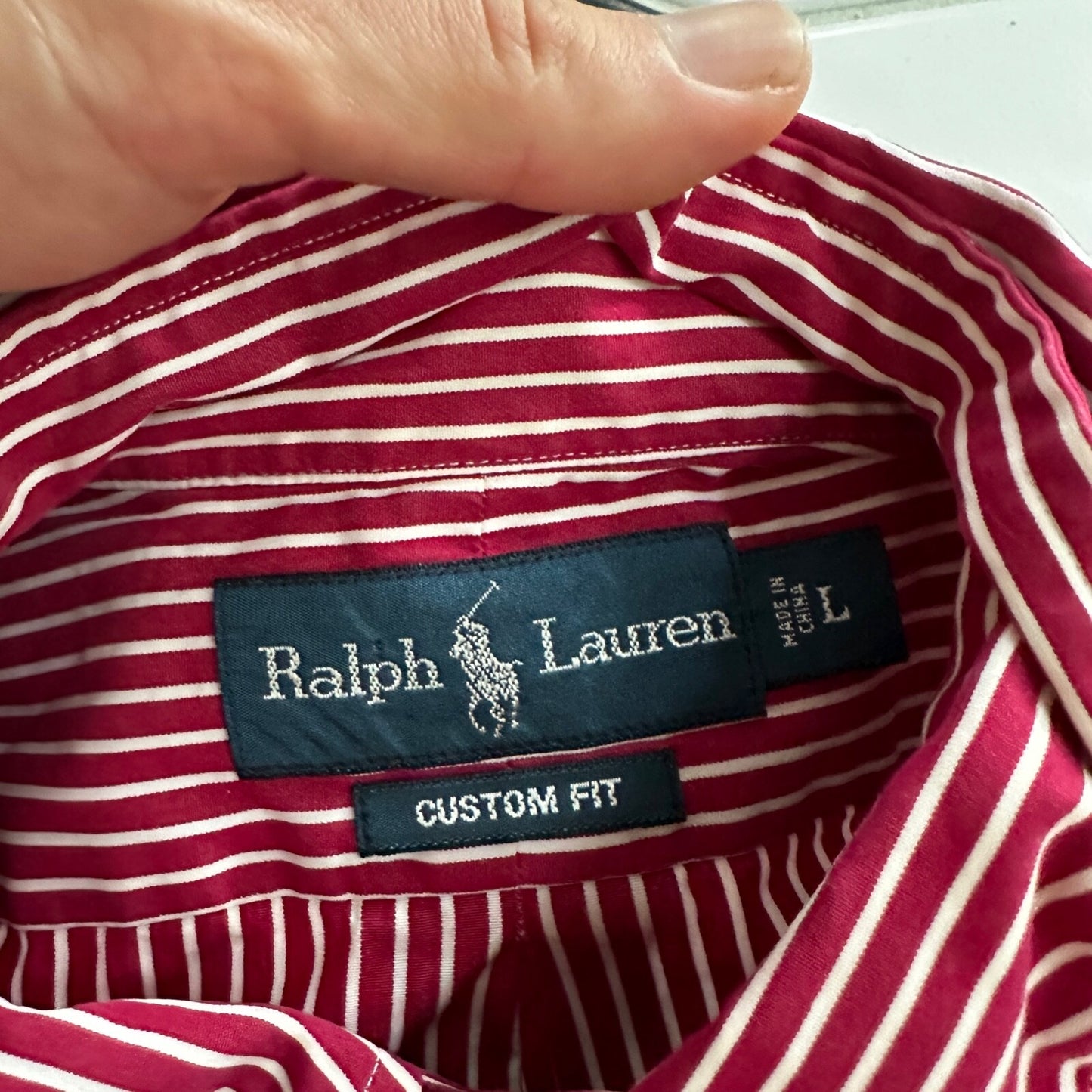 Polo Ralph Lauren Red Stripe Button Down Work Shirt Dress Vtg Up Y2K 90s Western