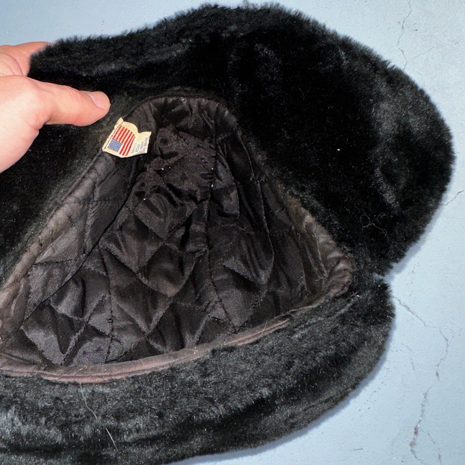 VTG Trooper Uszanka Hat Men’s Medium Black Ear Flaps Winter Unisex Aviator 80s