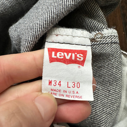 Vintage 90s Levis 505 34x30 Made In USA Tag Jeans Faded Grey 501 80s 31x28