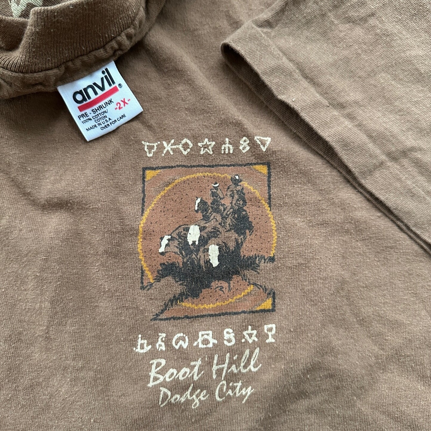 Boot Hill Dodge City Kansas Anvil Single Stitch Vintage T Shirt Rap Country Dog