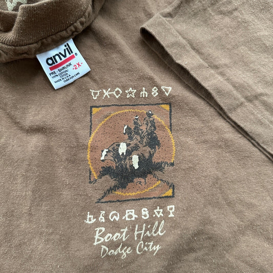 Boot Hill Dodge City Kansas Anvil Single Stitch Vintage T Shirt Rap Country Dog