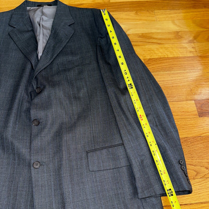 Hart Schaffner Marx Suit Mens 44L Gray Subtle Stripe Zignone USA Dillards 38x29