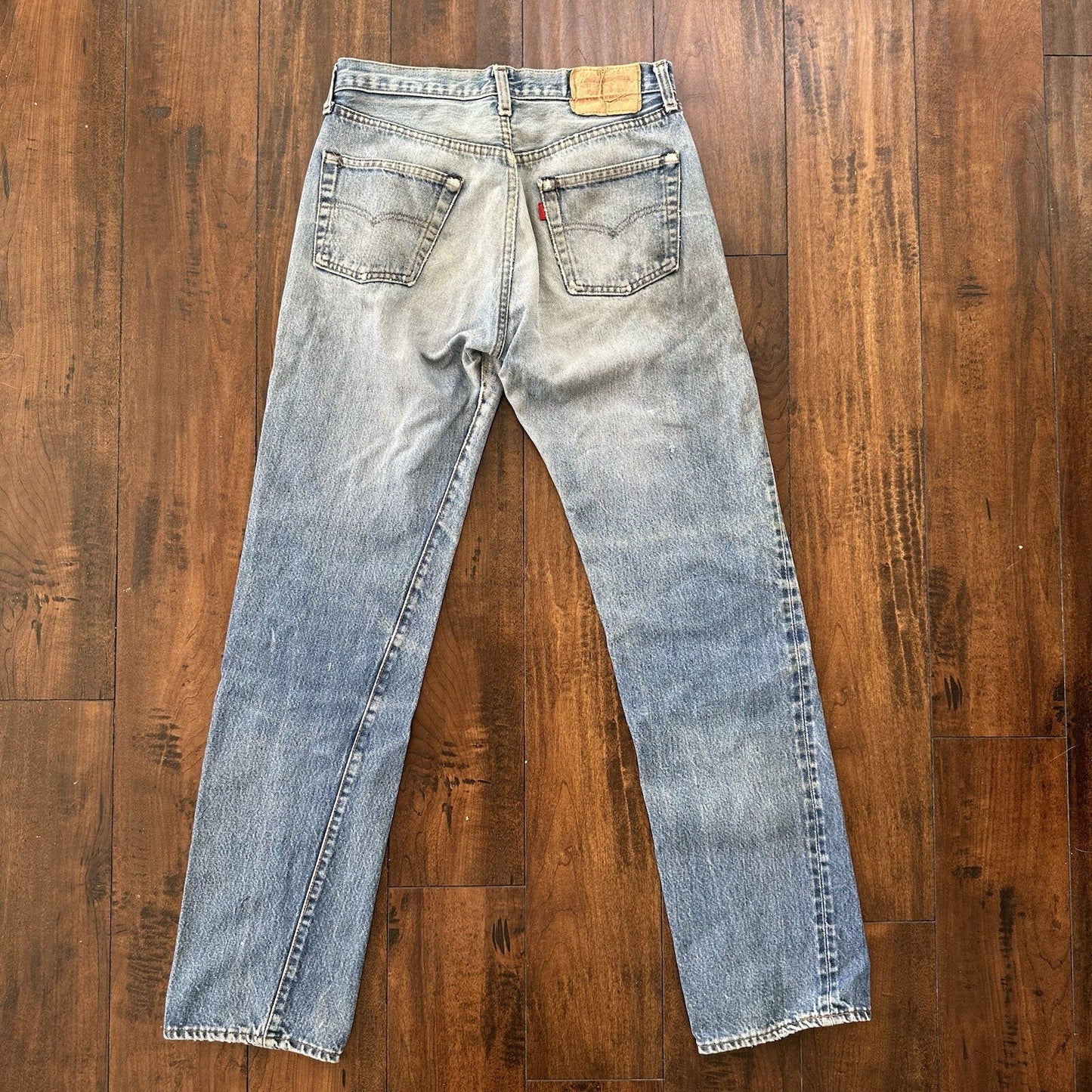 Levis Vintage 80s Redline Selvedge USA 501 Light Wash Jeans 70s 31x36 Act 28x31