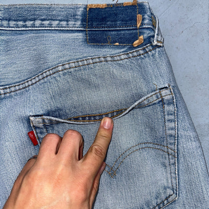 Levis 501 Vintage 80s Redline Selvedge USA XX Jeans Light Wash 36x36 Act 34x30