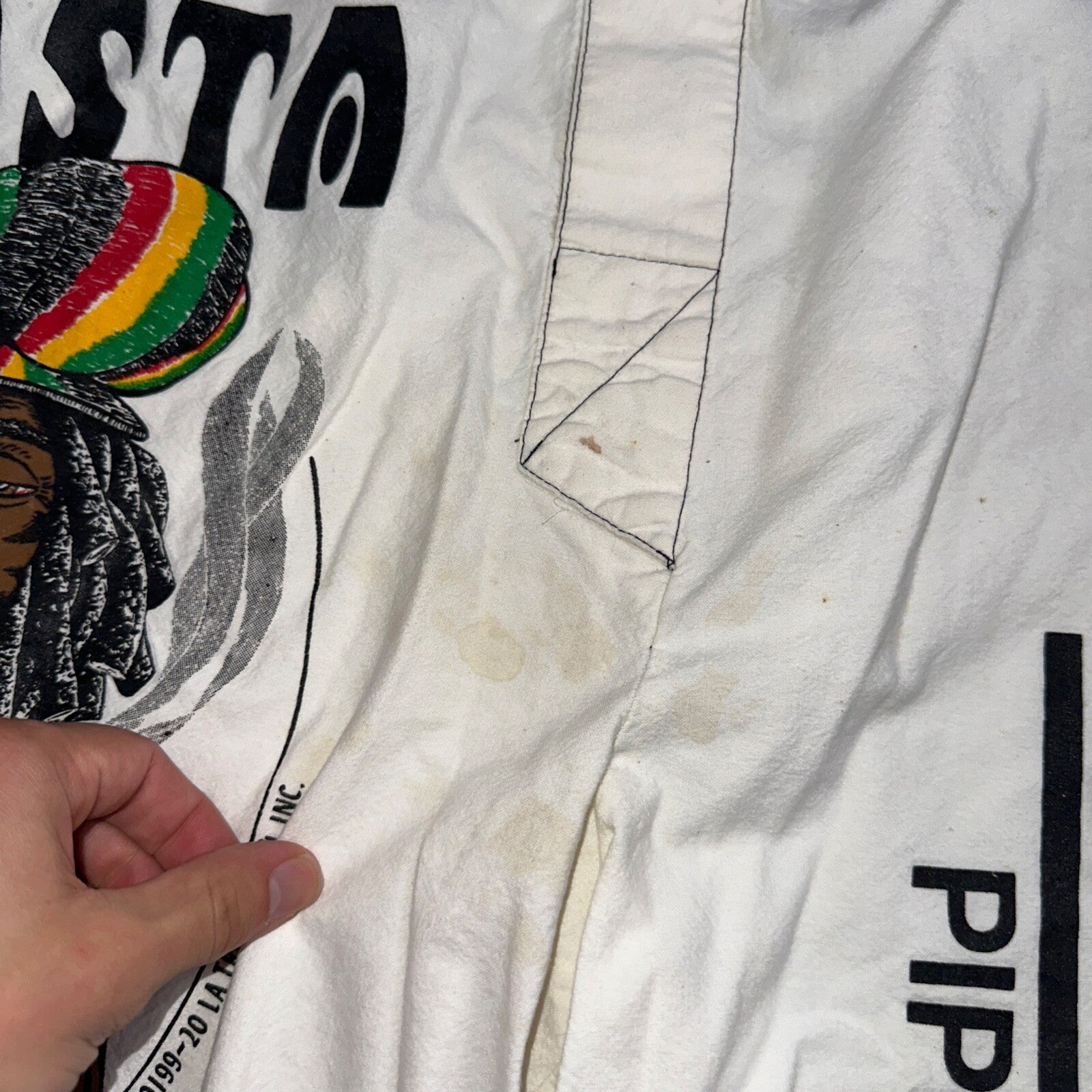 Rasta Bong Pipe Works Long Shorts White 100% Cotton One Size La Trenzz VTG 90s