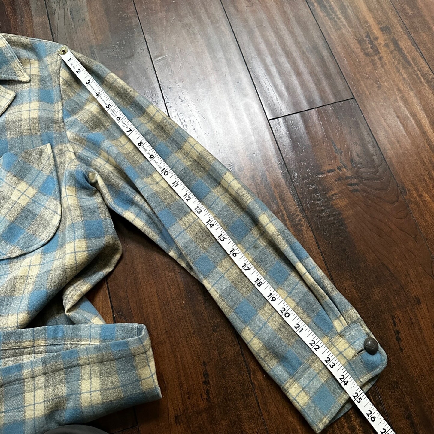 VTG 50s Penney's Chore Coat Shadow Plaid Rockabilly Wool Flannel Shirt 1950s