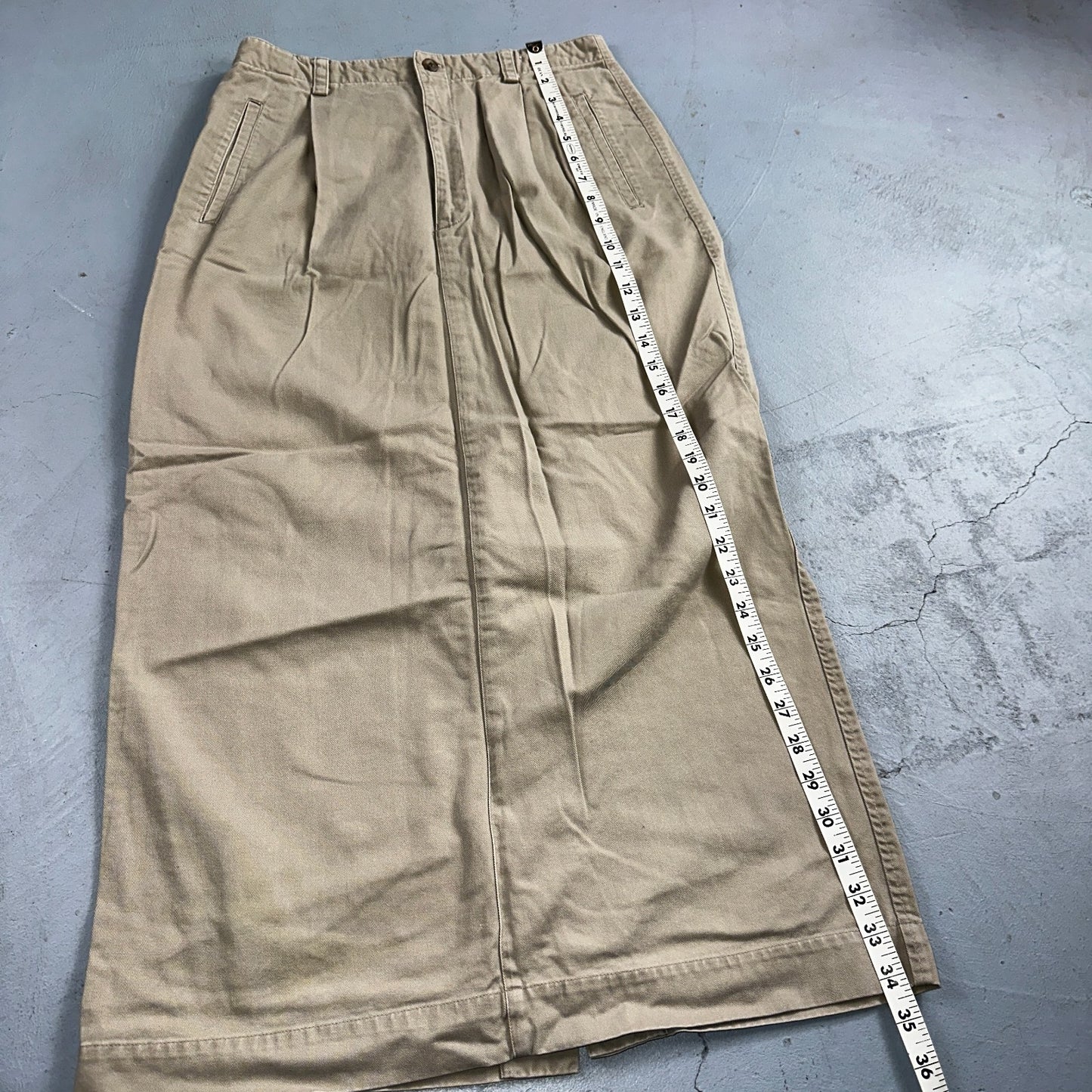 GAP KHAKIS Beige Y2K Front Pockets Knee Length Pencil Skirt Size 10 Chino Preppy