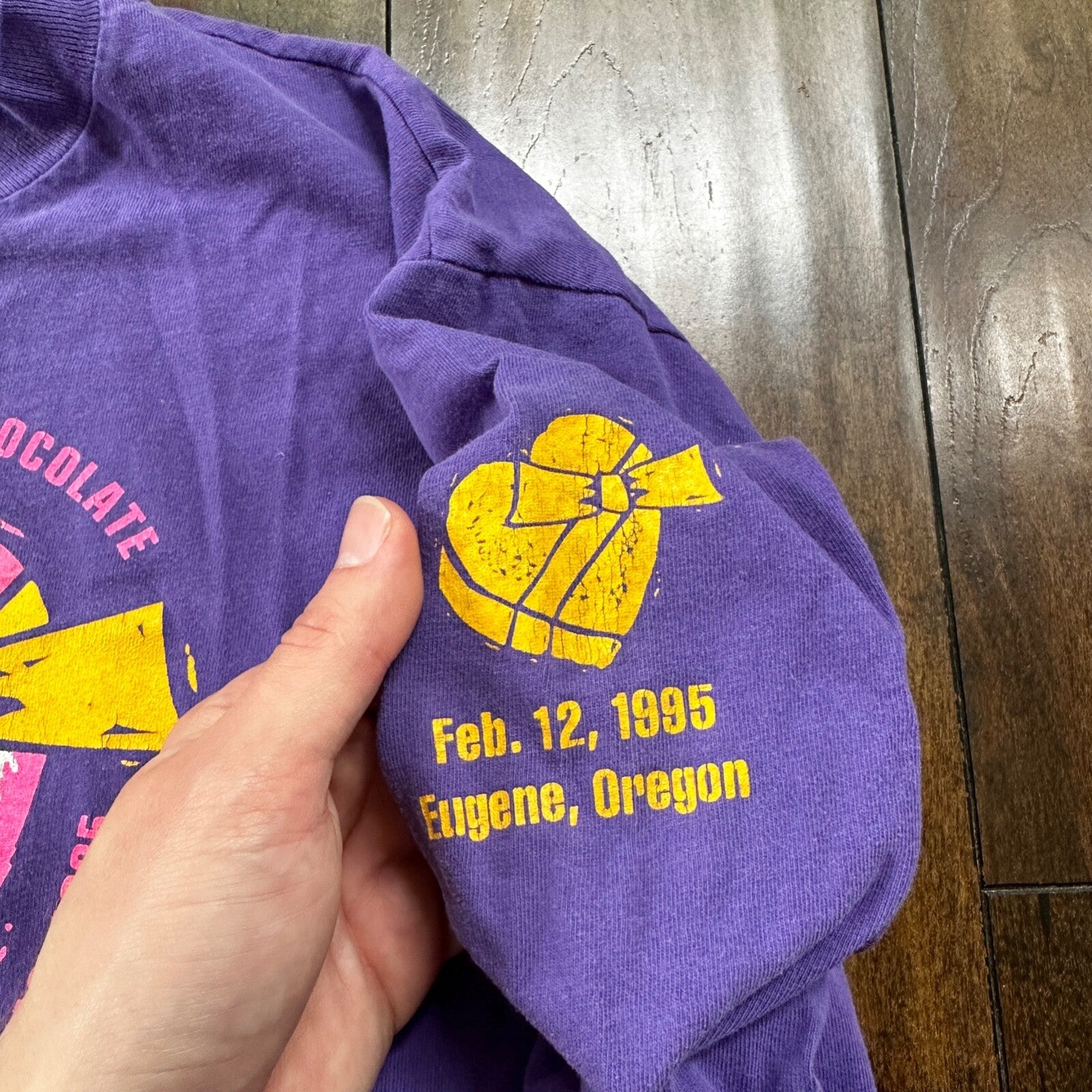 Oregon Truffle Trot Eugene VTG T Shirt Purple Long Sleeve Hanes Love Valentine
