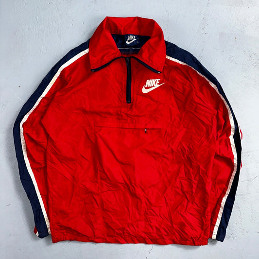 Nike 1980s Blue Tag Vintage Jacket Nylon 70s Windbreaker Running Front Youth XL