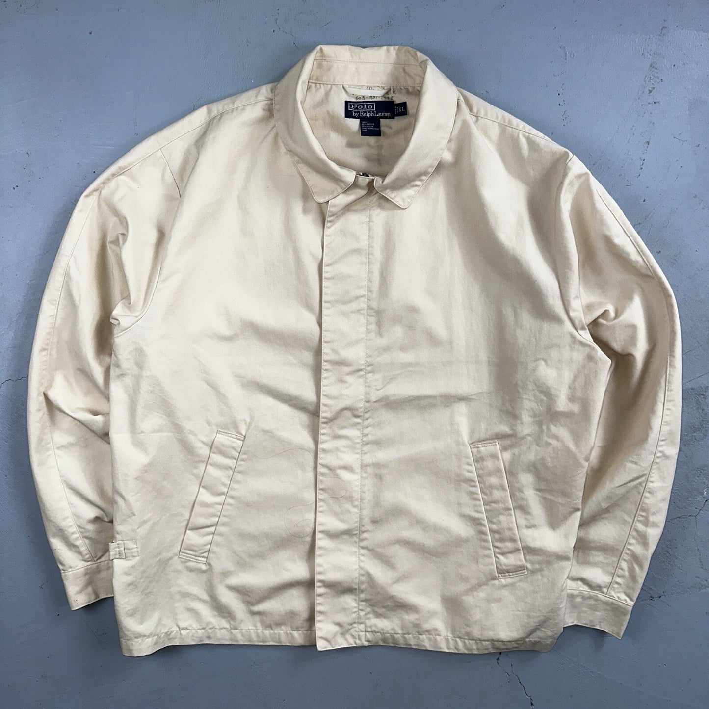 Polo Ralph Lauren Jacket VTG 90s Mens XL Tan Khaki Dad Full Zip Side Belted