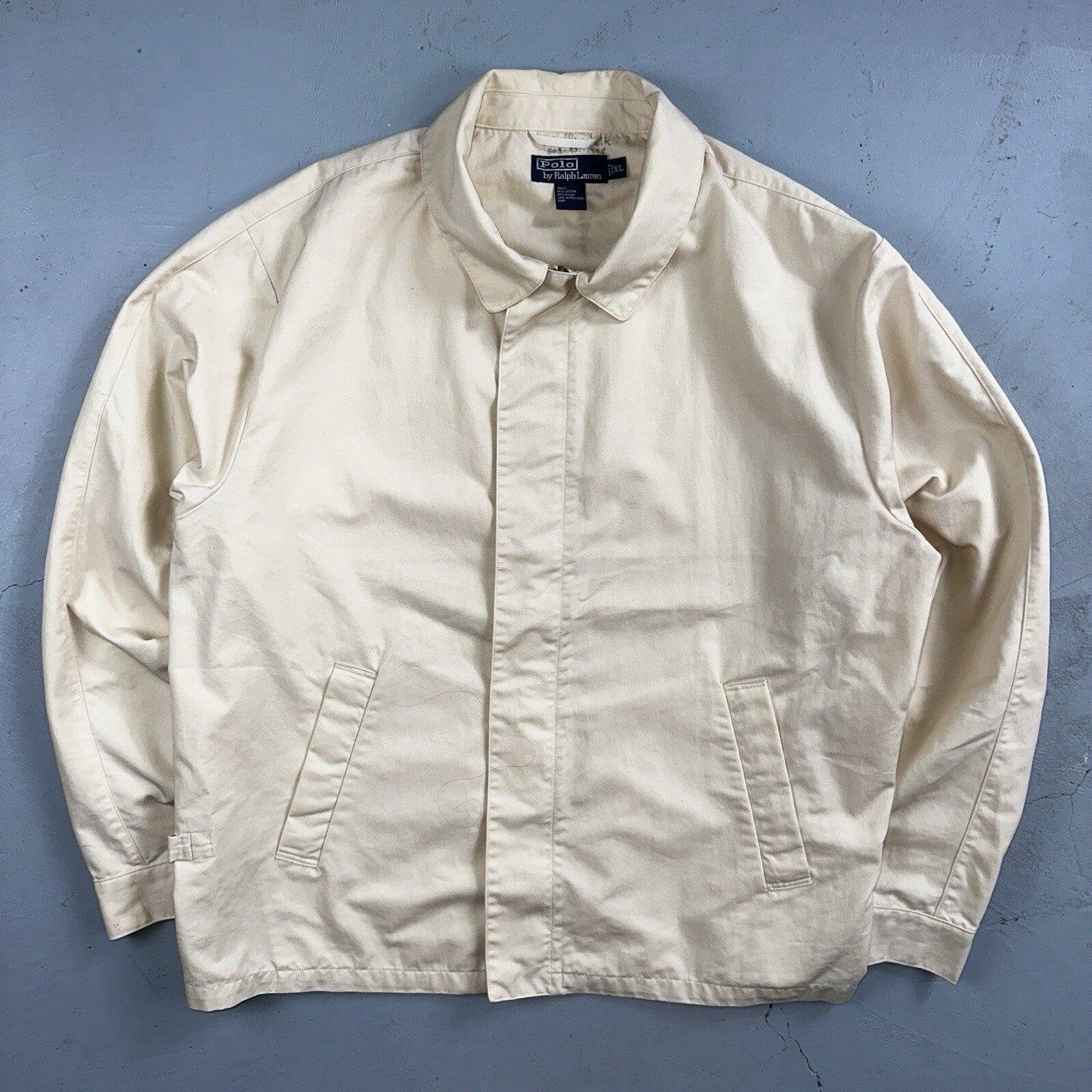 Polo Ralph Lauren Jacket VTG 90s Mens XL Tan Khaki Dad Full Zip Side Belted