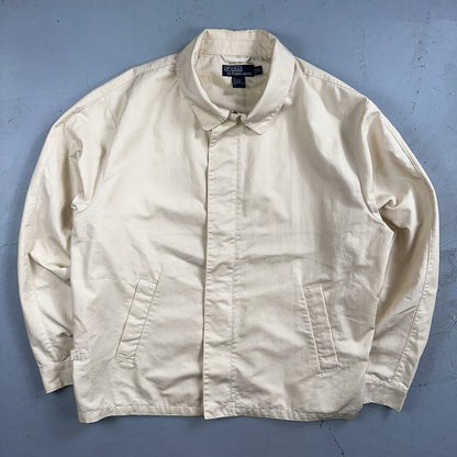 Polo Ralph Lauren Jacket VTG 90s Mens XL Tan Khaki Dad Full Zip Side Belted