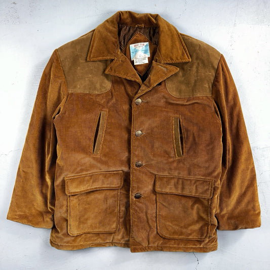 Vintage Mark Tree Corduroy Leather Accent Hunting Jacket Mens 46 Japan 1970s 70s