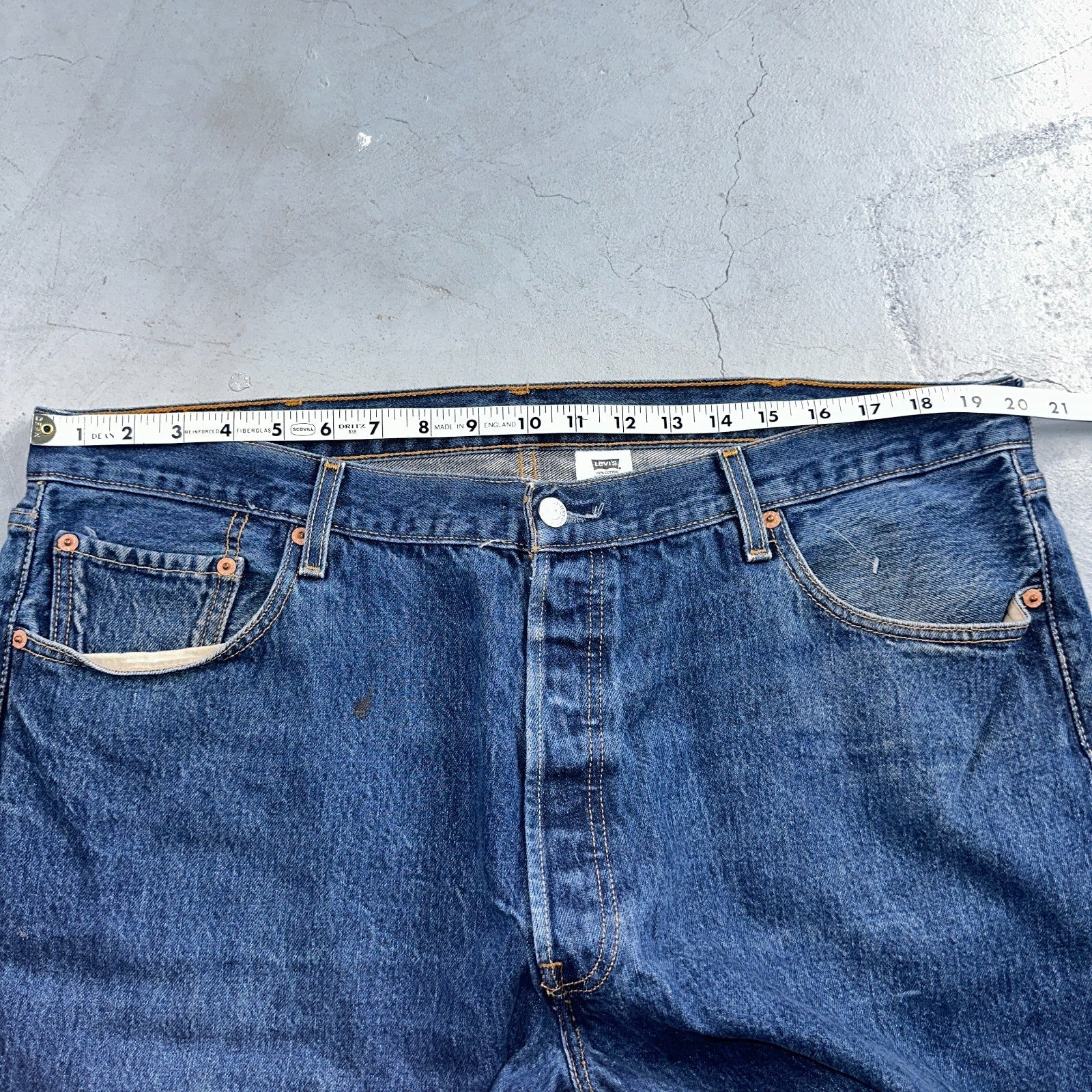 Levis 501 Vintage 90s Y2K XX Straight Leg Jeans Blue Med Wash 42x32 Act 40x29