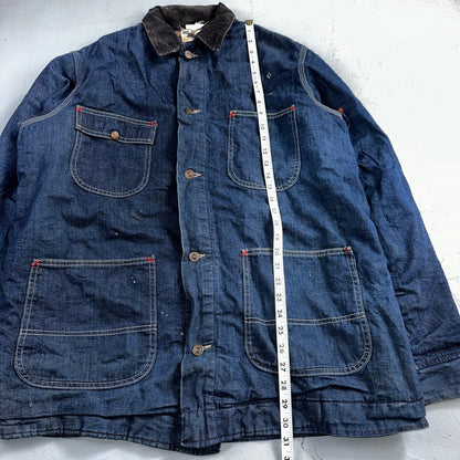 Vintage 60s Hercules Sears Roebuck And Co Denim Chore Jacket Coat Lined Detroit