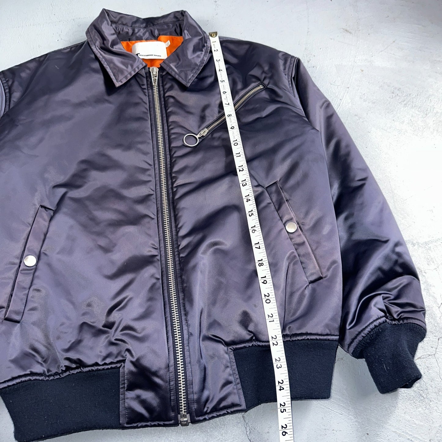 T Alexander Wang Navy Blue Satin Women Bomber Jacket Crop Size 6 Designer Silky