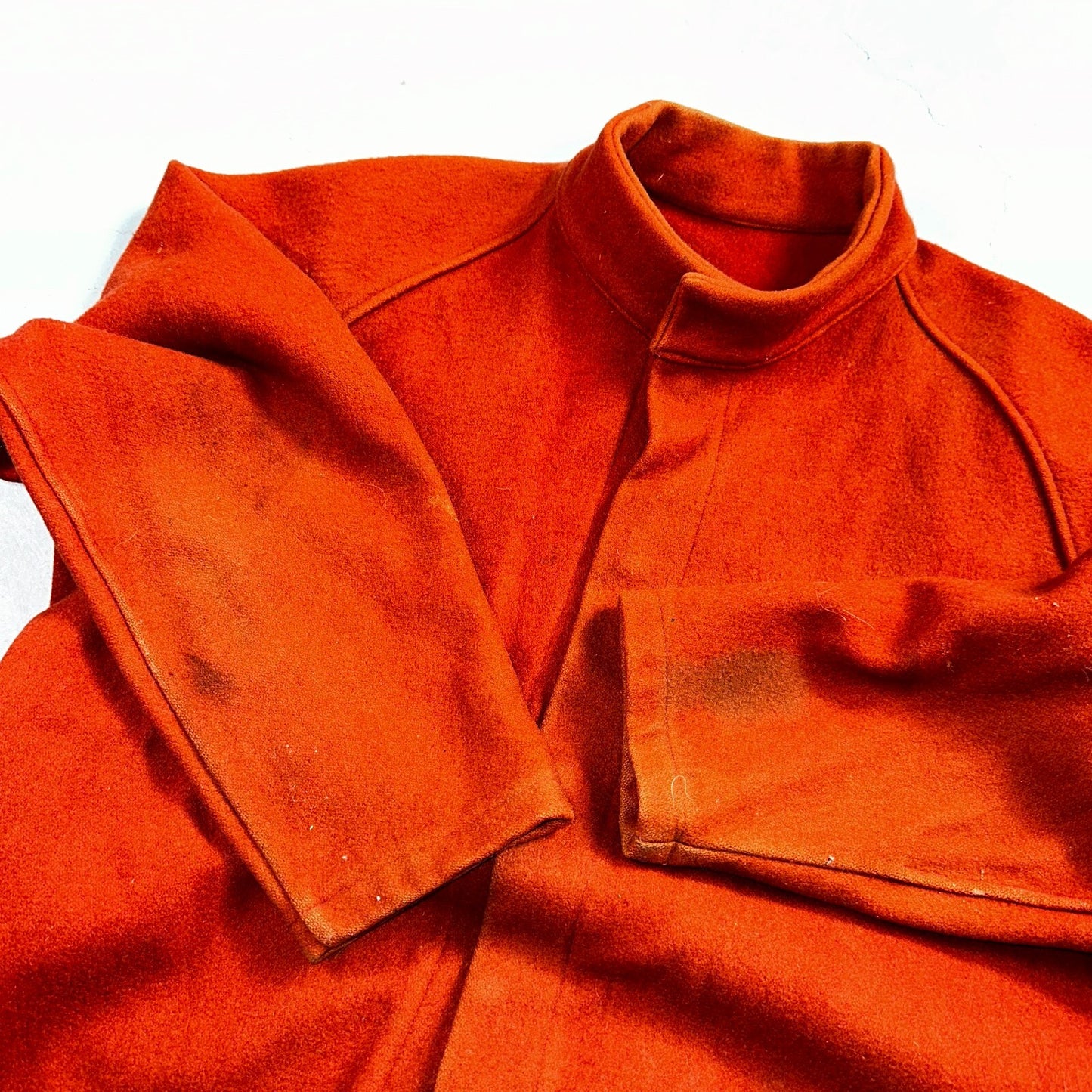 Vintage 60s 70s Wool Delivery Workwear Jacket M Rockabilly Burnt Orange Red