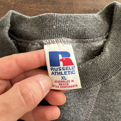 Vintage Russell Athletic Sweatshirt Gray XL USA Worn Thrashed 80s 90s Jumper