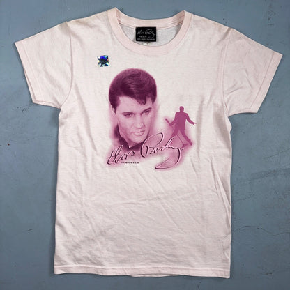Elvis Presley Y2K Pink Womens S VTG T Shirt Sticker Kun Music Rock N Roll Class