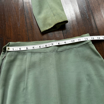 1950s Teal Green VTG 2 Piece Womens Houndstooth Suit Joselli MCM Wool 50s 40s