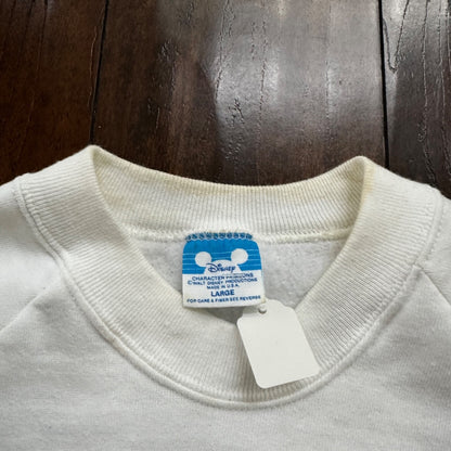 VTG 80s Mickey Mouse Sweatshirt USA L Mens White Pullover Crewneck 1980s