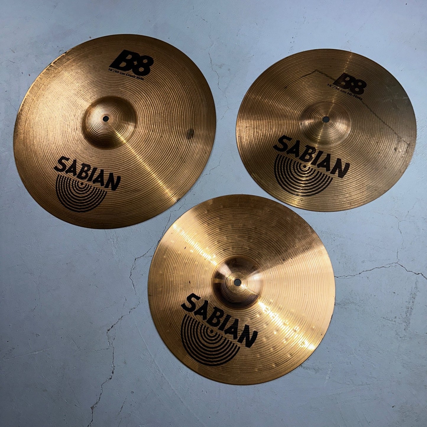 SABIAN B8 18" Crash Ride Cymbal 14" Hi Hats Set Collection Pair Top Bottom