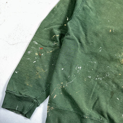 Champion 90s USA Sweatshirt VTG Crewneck Green Thrashed Paint Stained Large