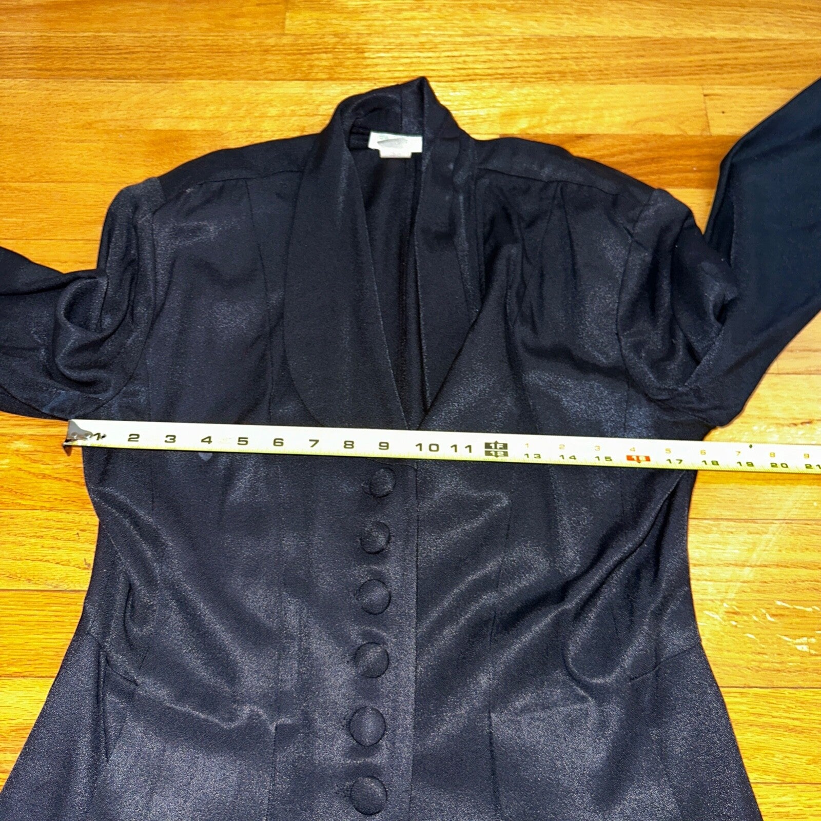 Lew Magram Blazer Jacket Womens Size 12 Black Pleated Work Office Button Up VTG