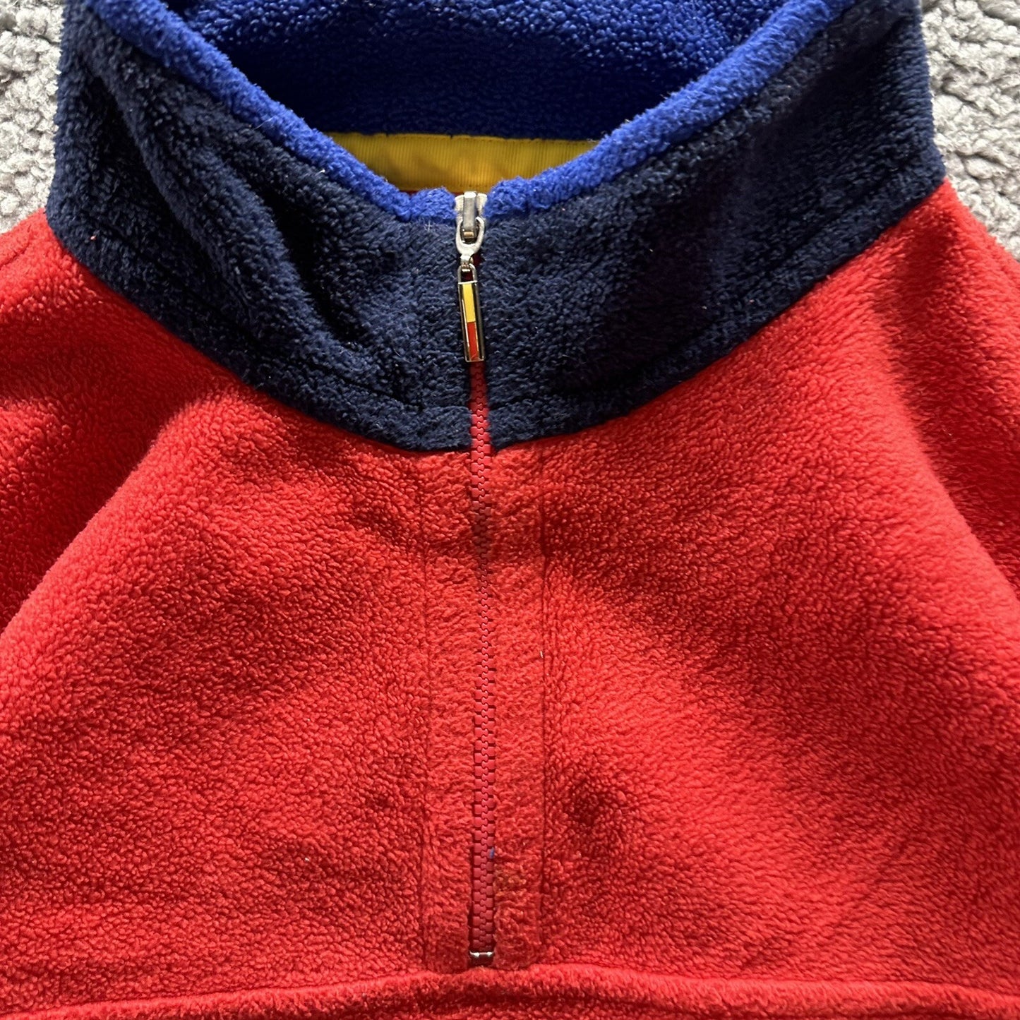 Tommy Hilfiger Logo Quarter Zip Fleece Vintage Red Pullover Jacket 80s 90s Rare