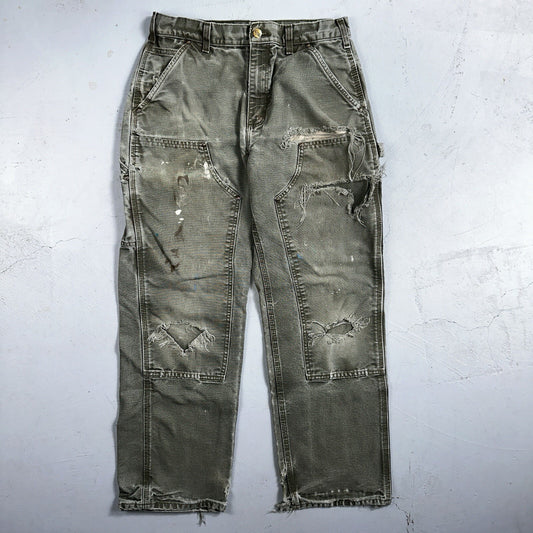 Carhartt VTG Double Knee Carpenter Pants USA B01 B136 MOS Green 31x30 Act 30x28