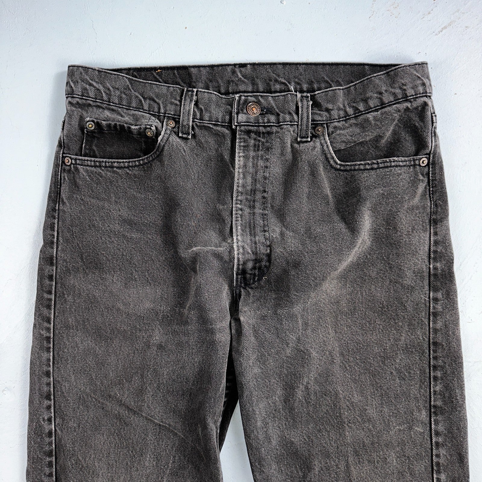 Levis 505 Vintage 90s USA Red Tab Jeans 36x32 Black Light Wash Act 34x27